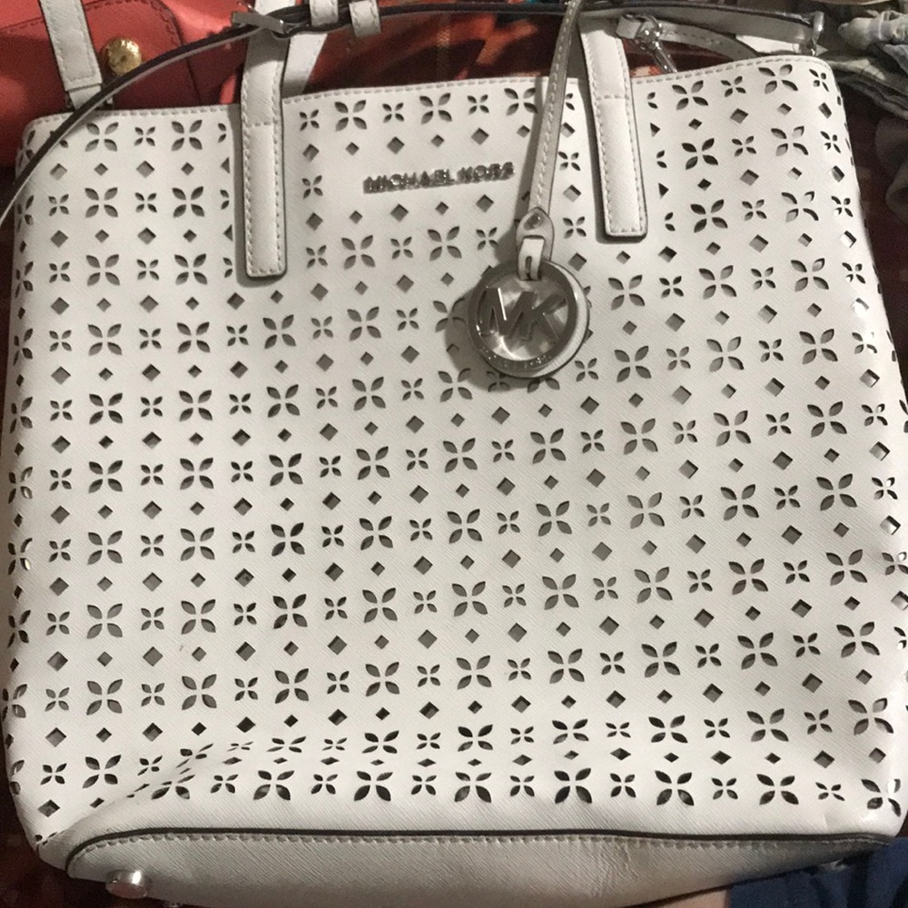 White and silver Mk bag